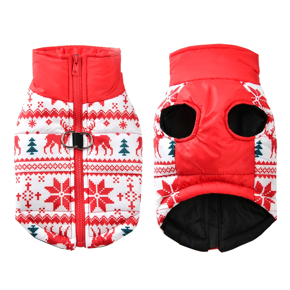 Winter Christmas Dog Costume With D Ring Snowman Print Dogs