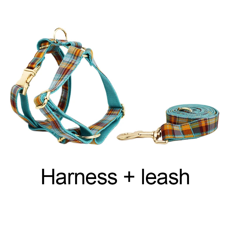YTYINCN Personalized Dog Collar Leashes Harness Bow Set