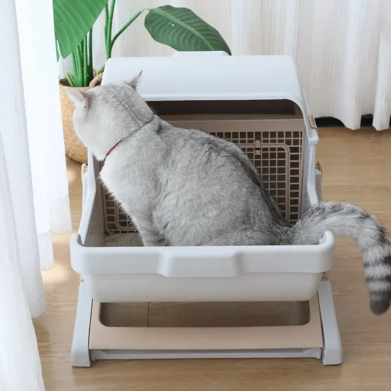 LZJV Semi Automatic Litter Box Anti Splash Cat Toilet