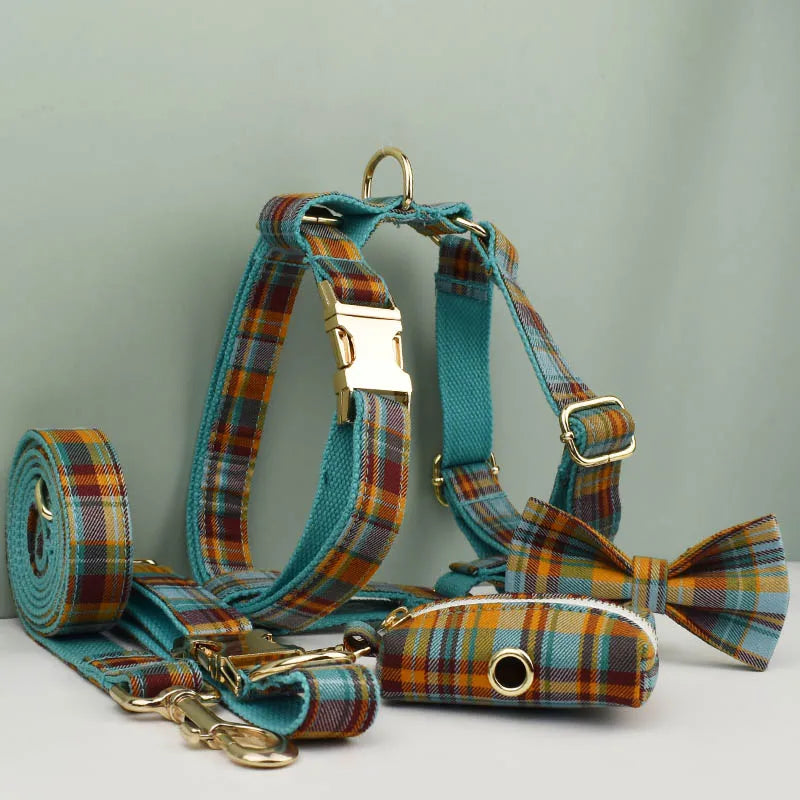 YTYINCN Personalized Dog Collar Leashes Harness Bow Set