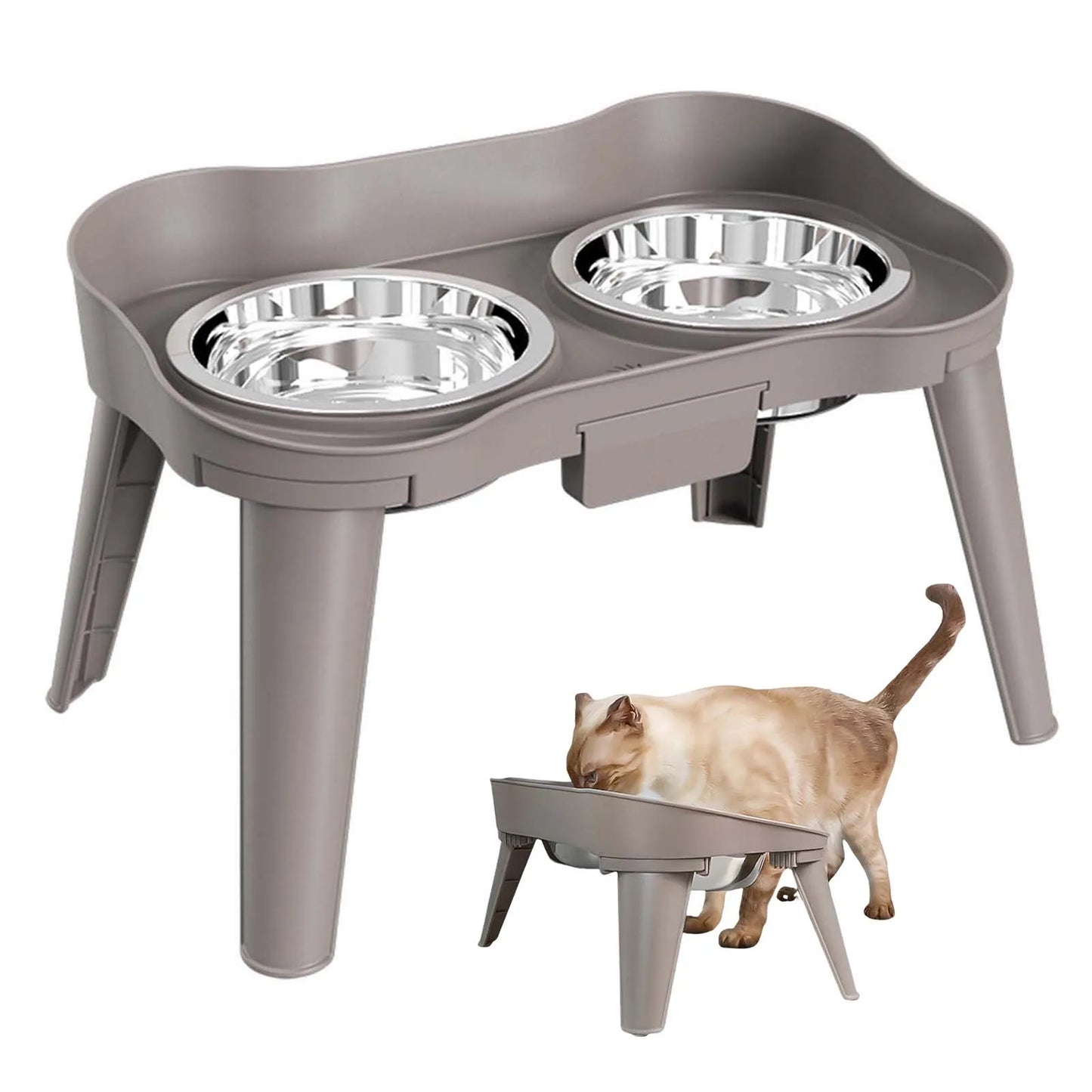 Elevated Stainless Steel Dog Feeder Non-Slip No Spill Design