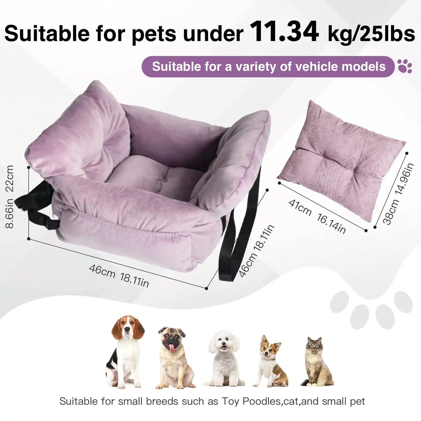 2-In-1 Dog Car Seat Carrier Bag With Detachable Booster Seat