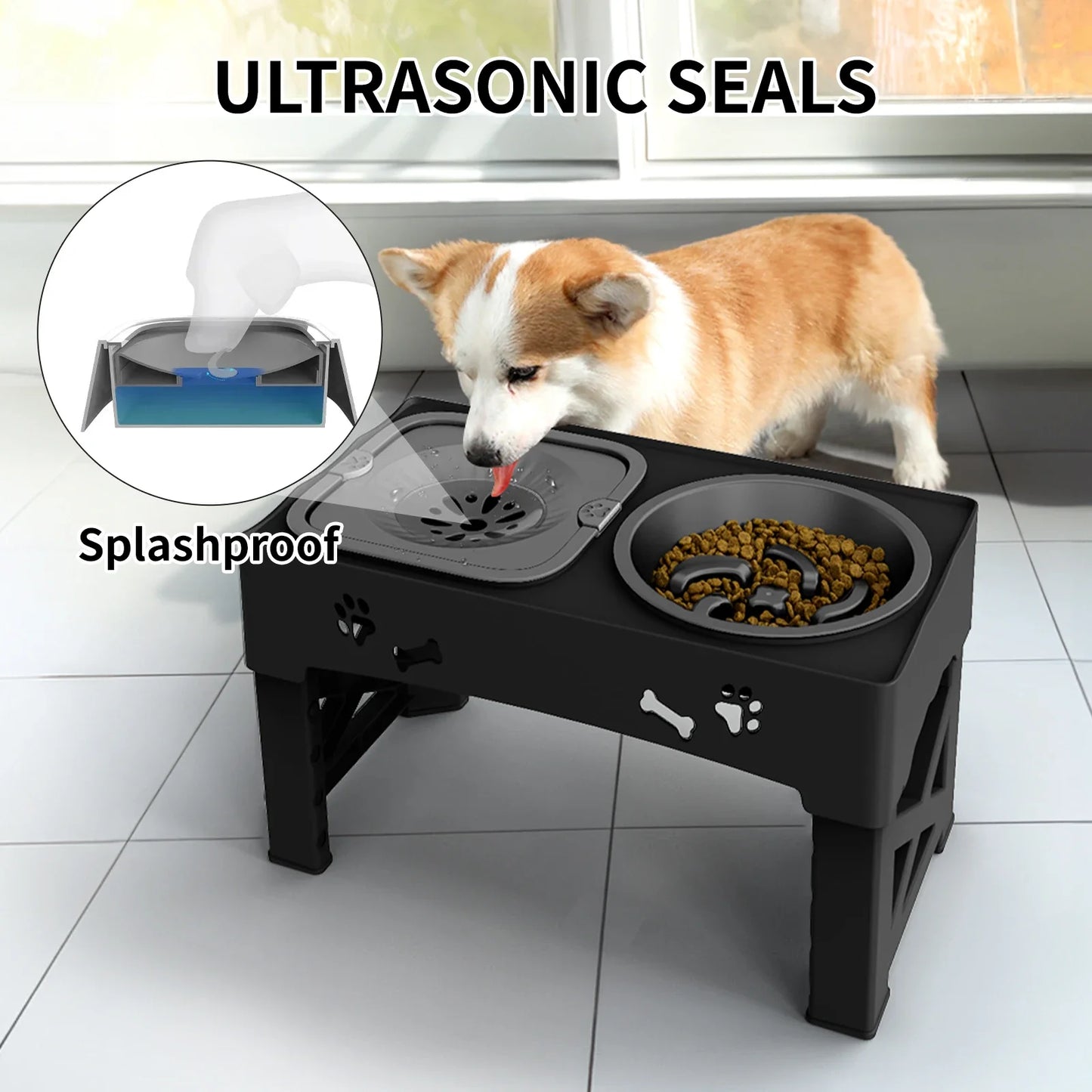 Feature 3 In 1 Pet Feeder Slow Feed Bowls
