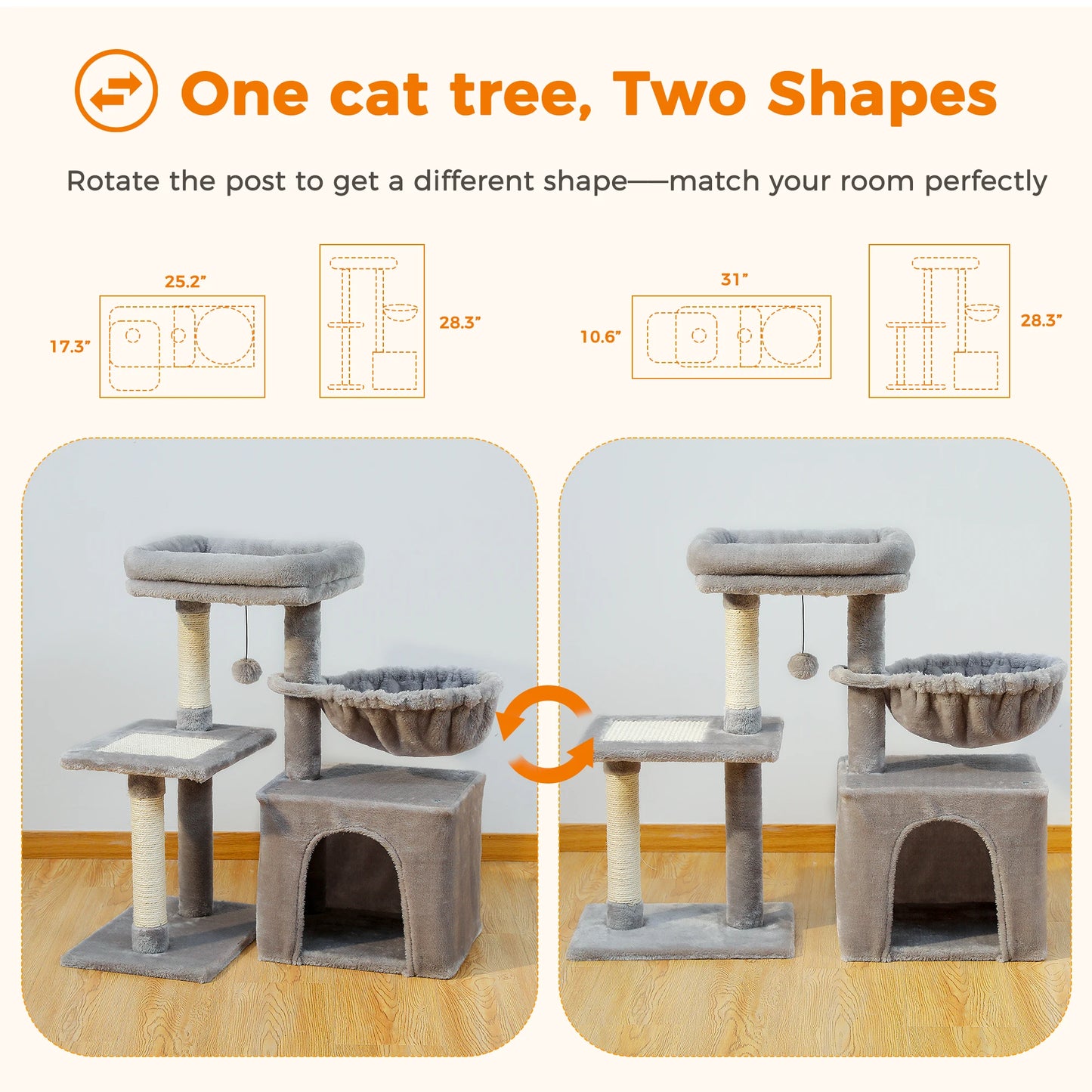 PAWZ Road Cat Tree Tower for Indoor Cats 2 Styles