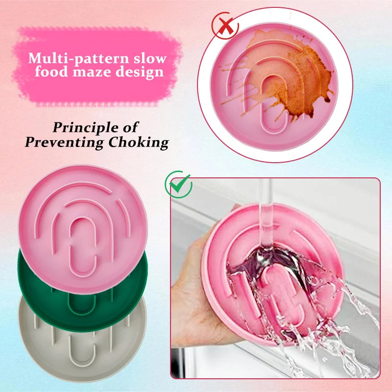 Slow Eating Silicone Non Slip Feeder Bowl For Cats Dogs