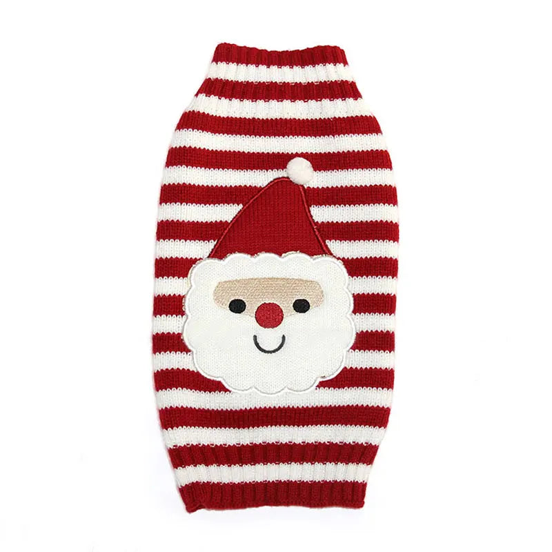 Winter Christmas Dog Sweater Coat Knit Striped Cartoon