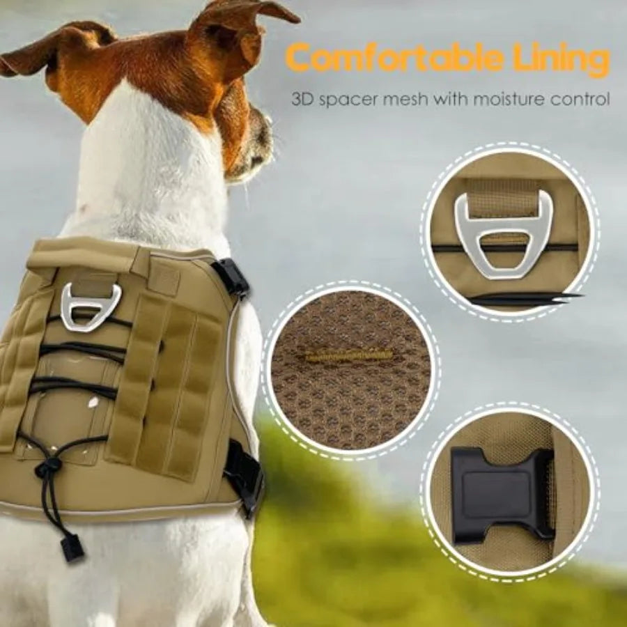 Heavy Duty Large Dog Military Harness No Pull Reflective Vest