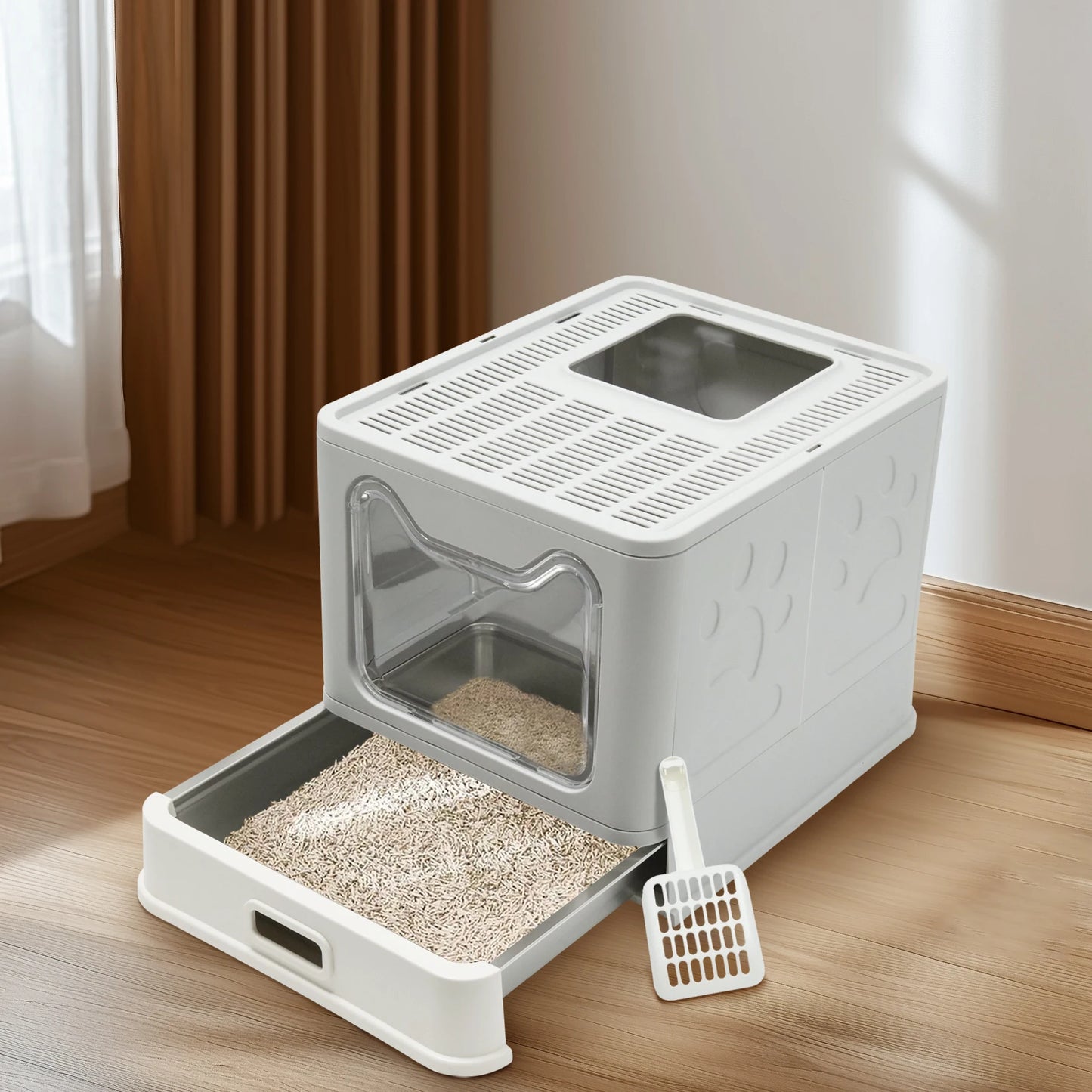 Feature Totally Closed Large Cat Litter Box With High Sides