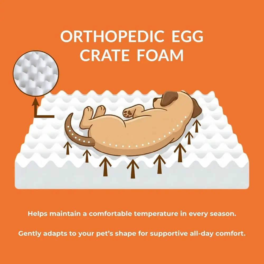 Wooden Dog Bed With Removable Cover And Egg Crate Foam