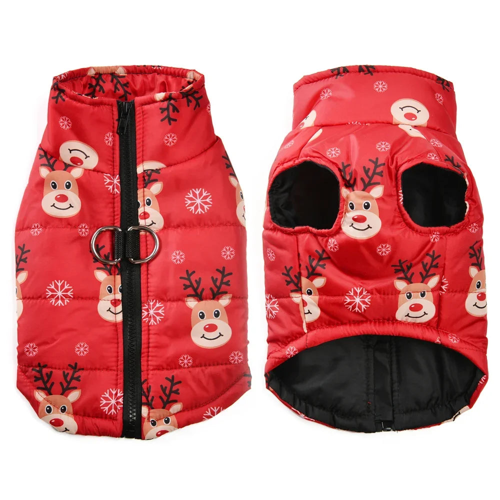 Winter Christmas Dog Costume With D Ring Snowman Print Dogs