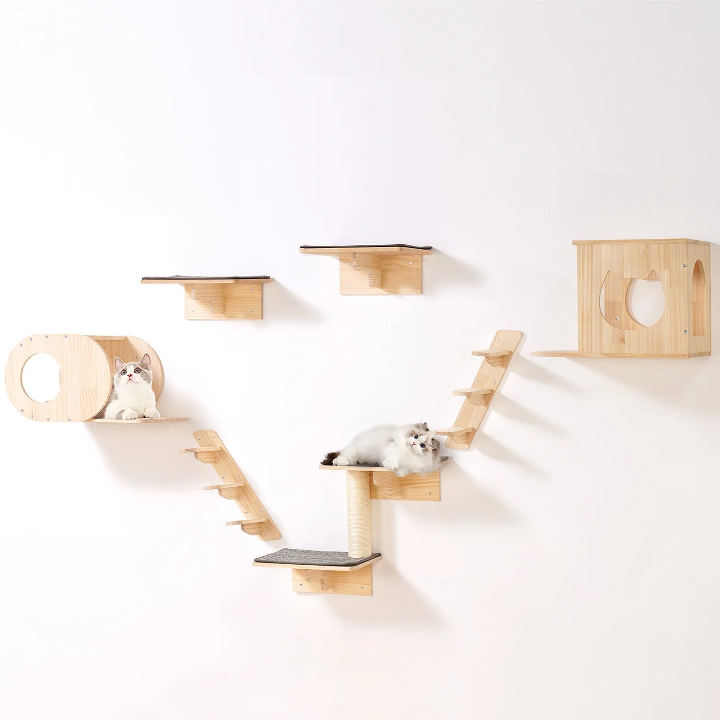 SucceBuy Wall Mounted Cat Shelves With Jumping Boards