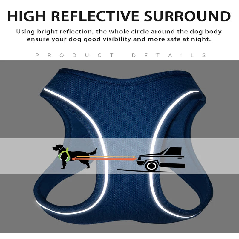 Small Combination Harness Leash Set Reflective Adjustable
