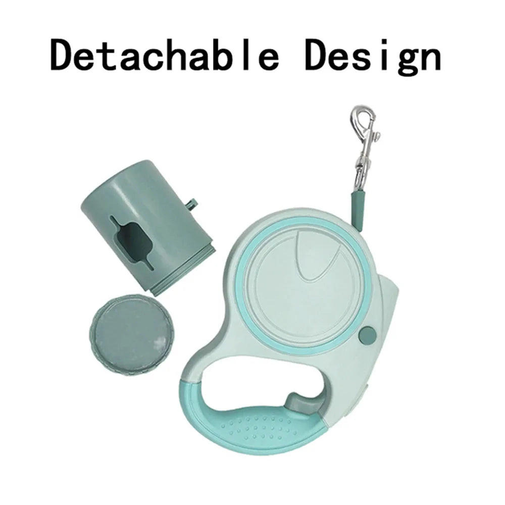Retractable Dog Leash With LED Lights And Garbage Bag Holder