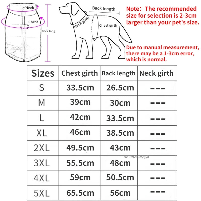 Waterproof Warm Dog Coat Padded Jacket With Zipper Front