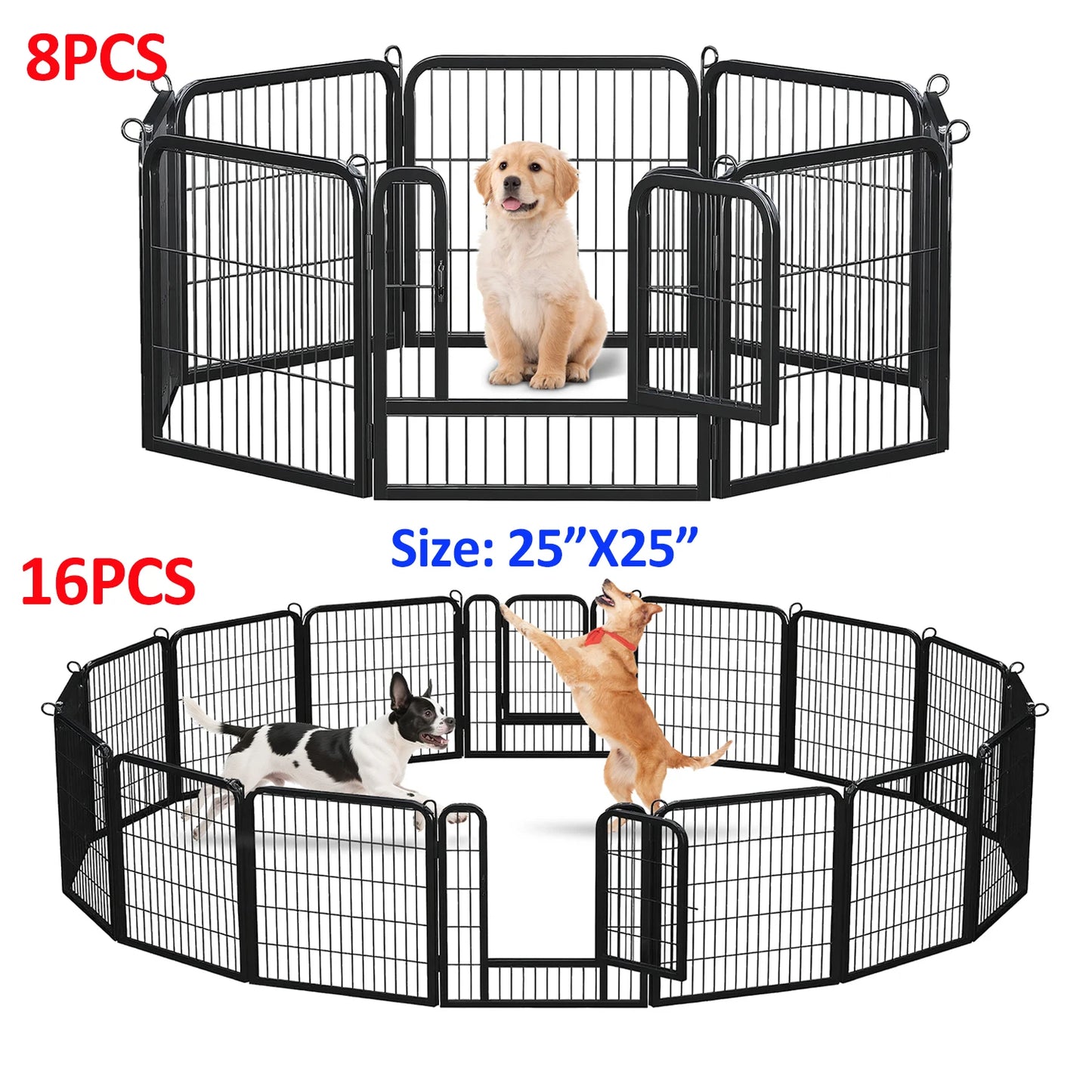 Dog Playpen With Door Outdoor Indoor Foldable Metal Fence