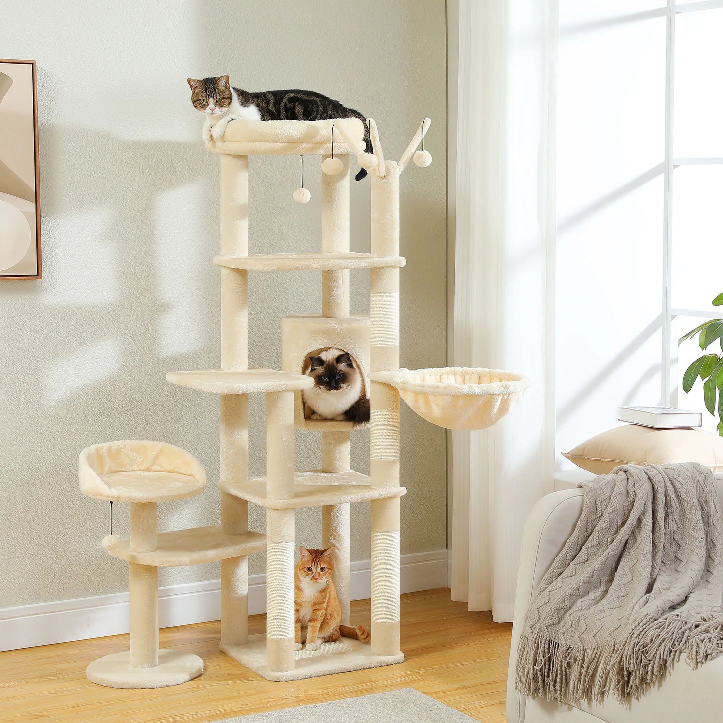 PEQULTICN Five-Tier Cat Tree Tower With Scratching Posts