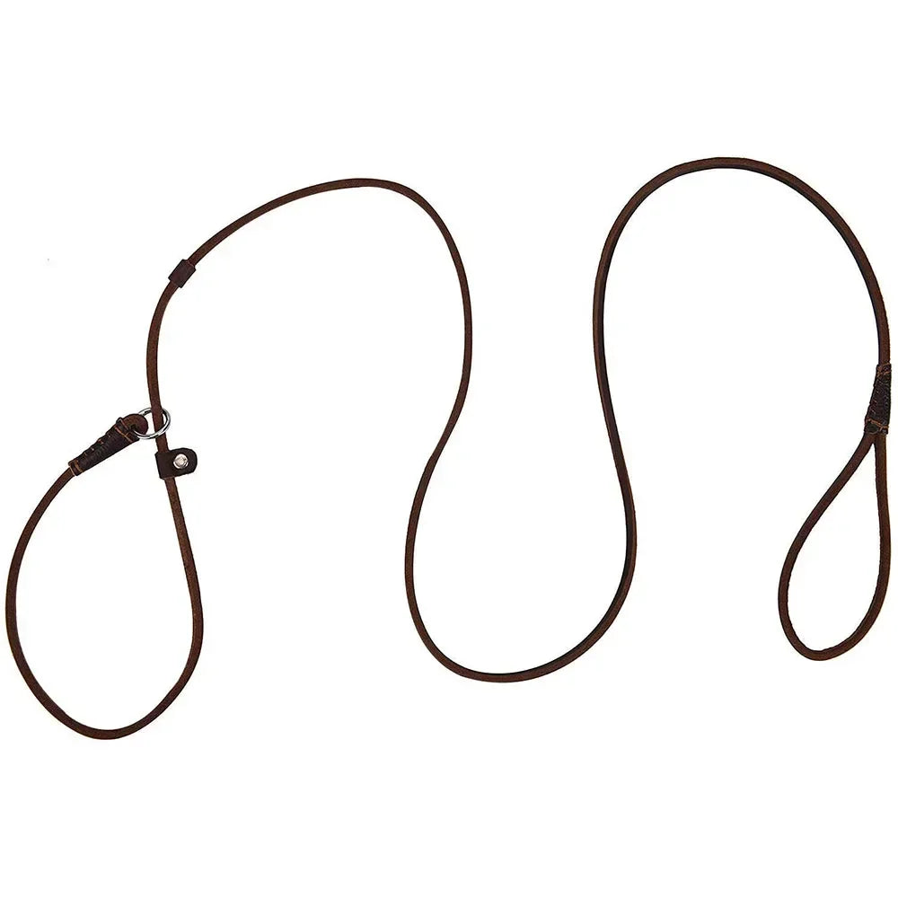 Genuine Leather Slip Dog Leash Adjustable Lightweight Sturdy