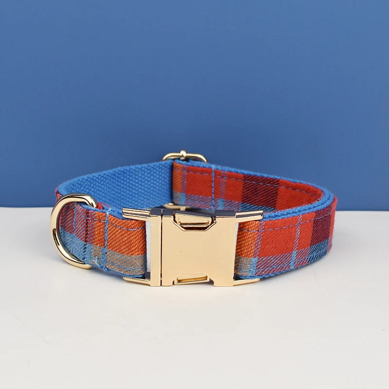 NONECN Customized Logo Cotton Dog Collar Leash Harness Set