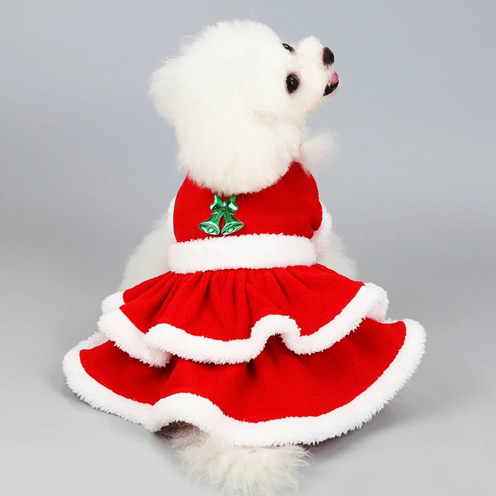 Guangdong Christmas Dog Costume Dress Winter Fleece