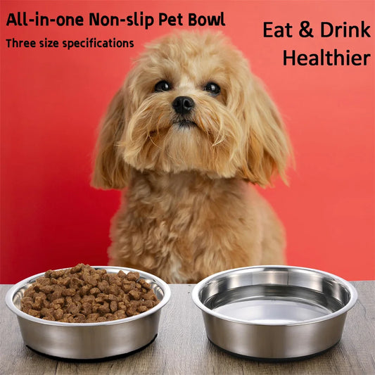 High-concerned Stainless Steel Dog Bowl With Non Slip Base