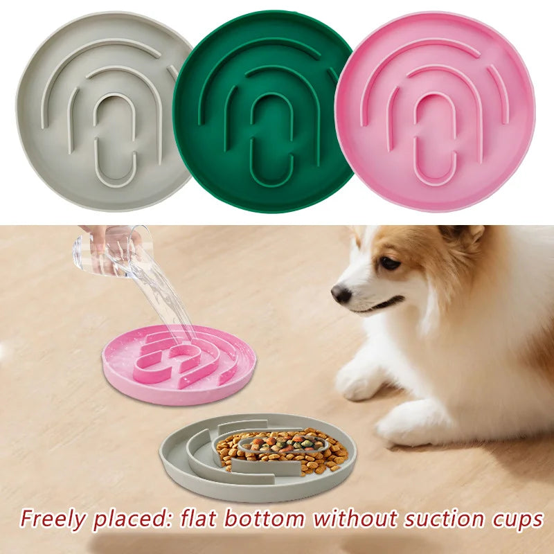 Slow Eating Silicone Non Slip Feeder Bowl For Cats Dogs