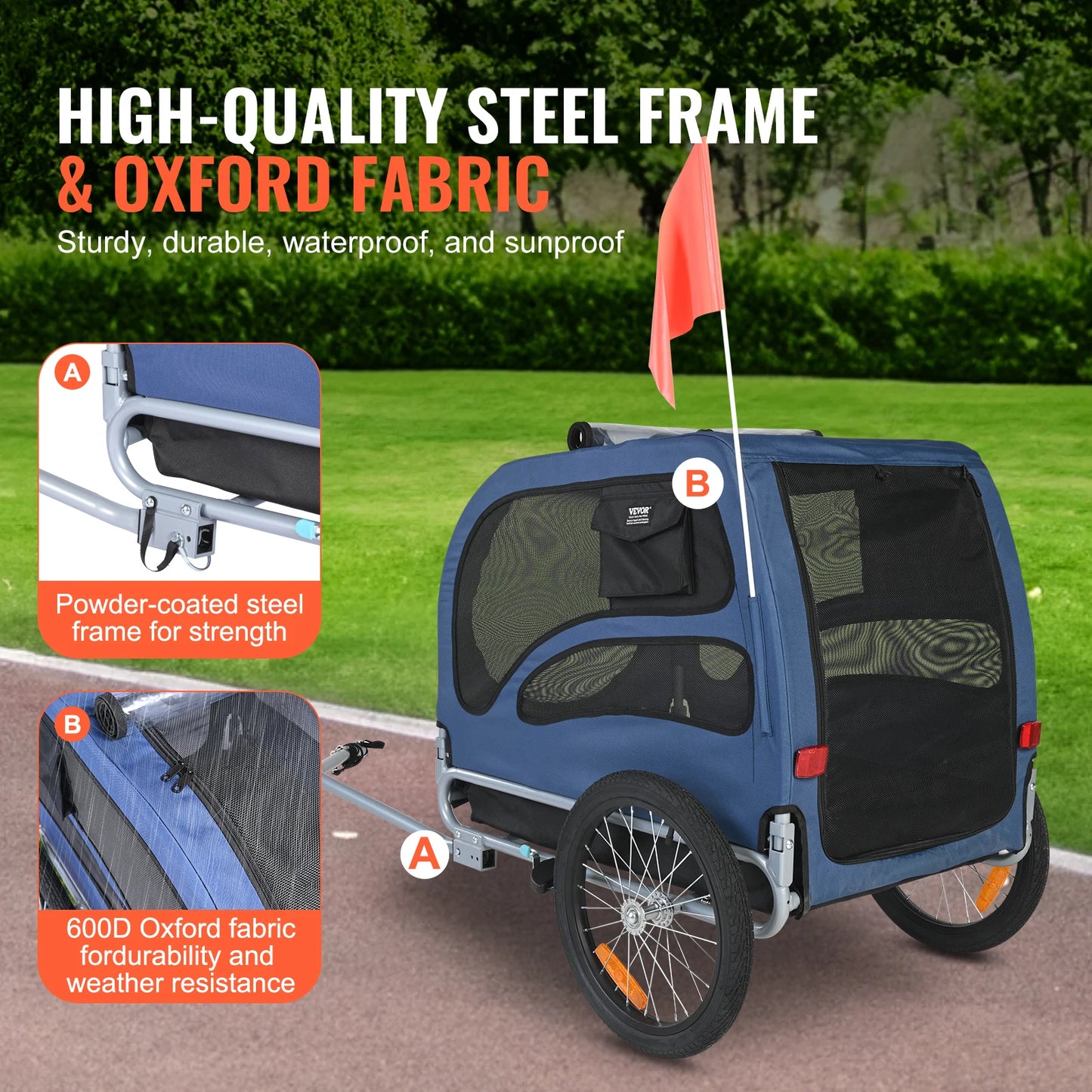 SucceBuy Pet Bicycle Carrier Dog Trailer for Universal Bikes