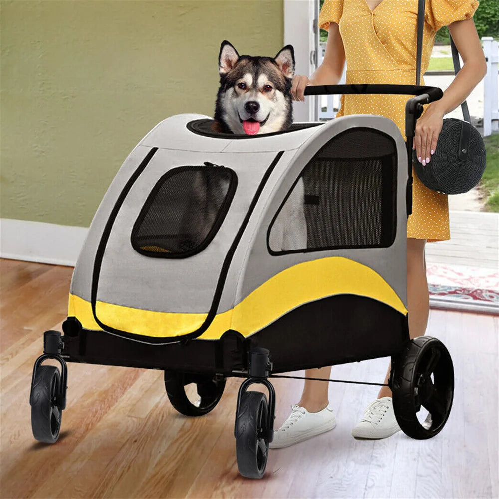 Universal Dog Stroller Buggy 4 Wheels With Breathable Mesh