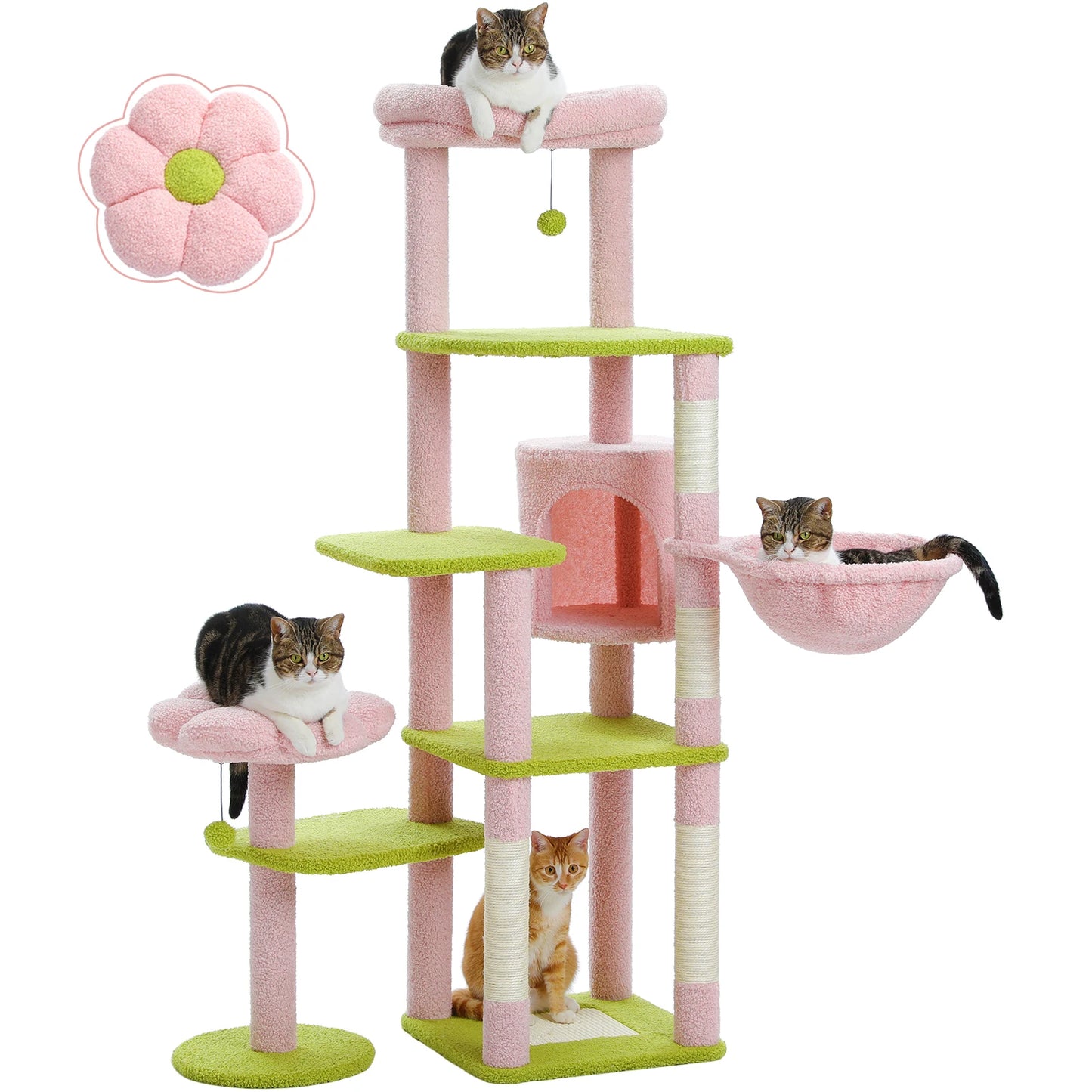 PEQULTICN Five-Tier Cat Tree Tower With Scratching Posts
