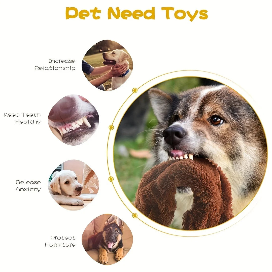 Squeaky Plush Dog Toy Durable Chew for All Breeds Teething