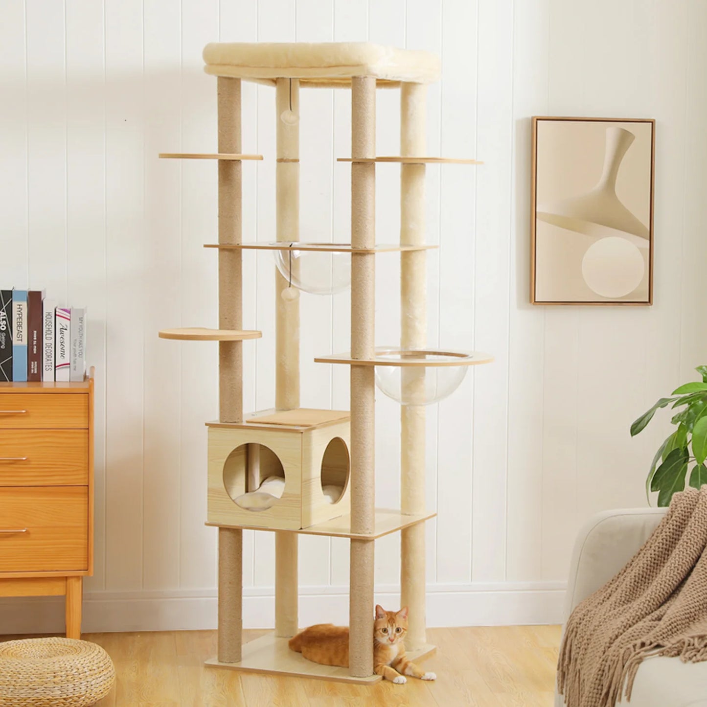 PAWZ Road Multi Level Cat Tree Wood Tower Scratching Posts