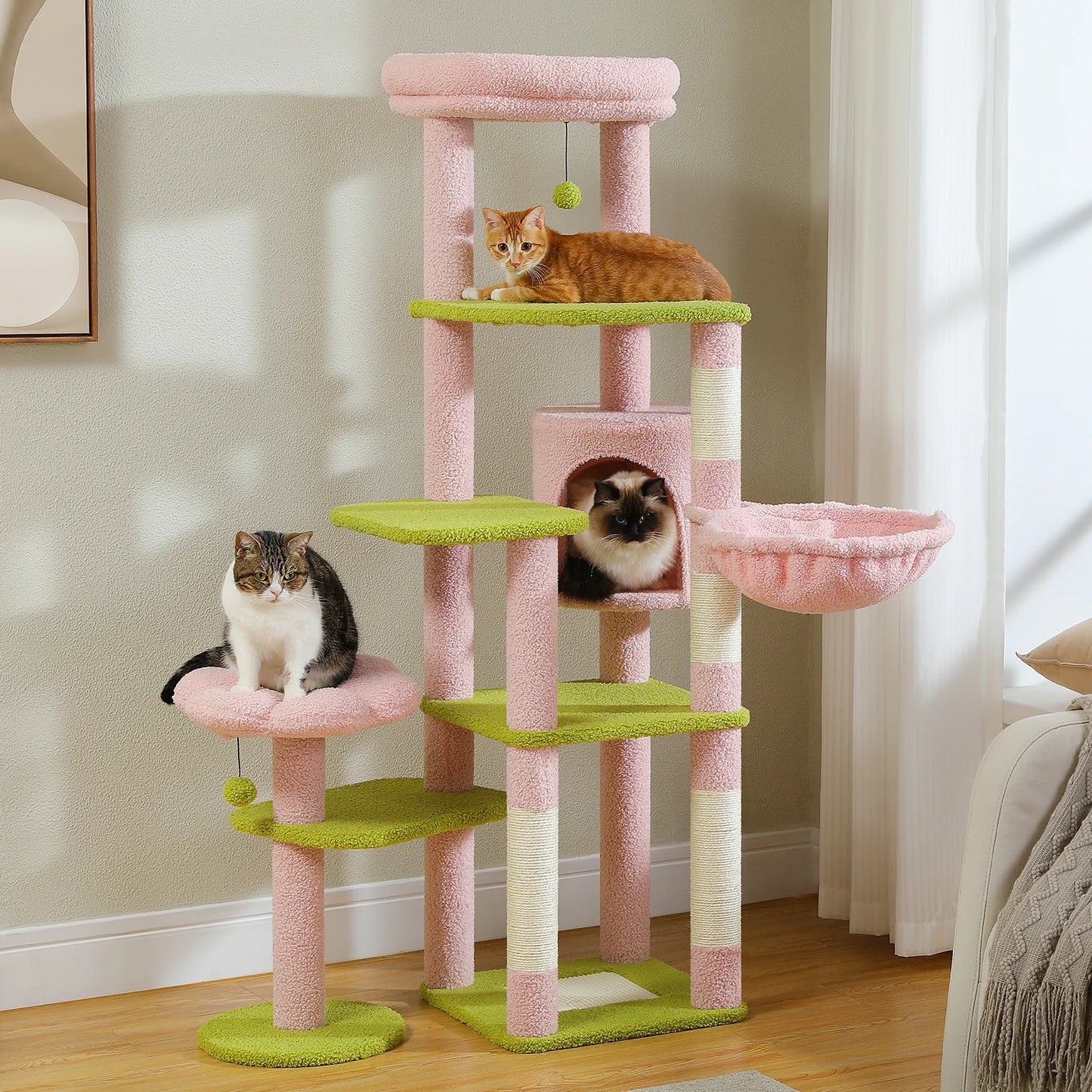PEQULTICN Five-Tier Cat Tree Tower With Scratching Posts