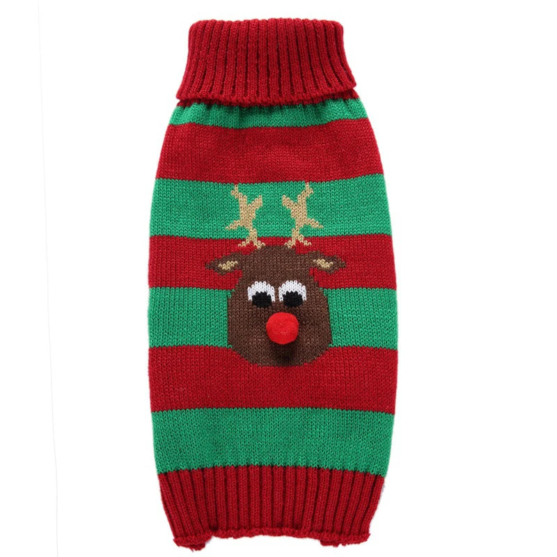 Winter Christmas Dog Sweater Coat Knit Striped Cartoon