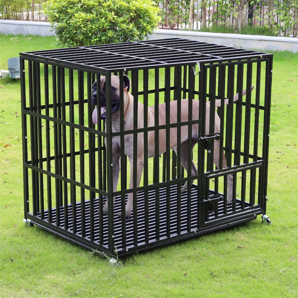 BORWARTH Heavy Duty Dog Crate Chew Resistant Metal Kennel