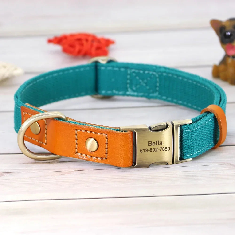 PET ARTIST Nylon Custom Dog Collar Leash With Personalized IDTag