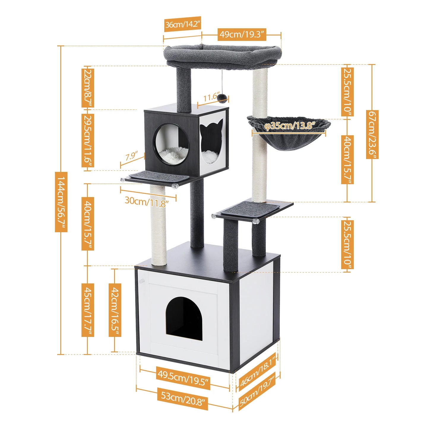 PAWZ Road Multi Level Cat Tree Wood Tower Scratching Posts