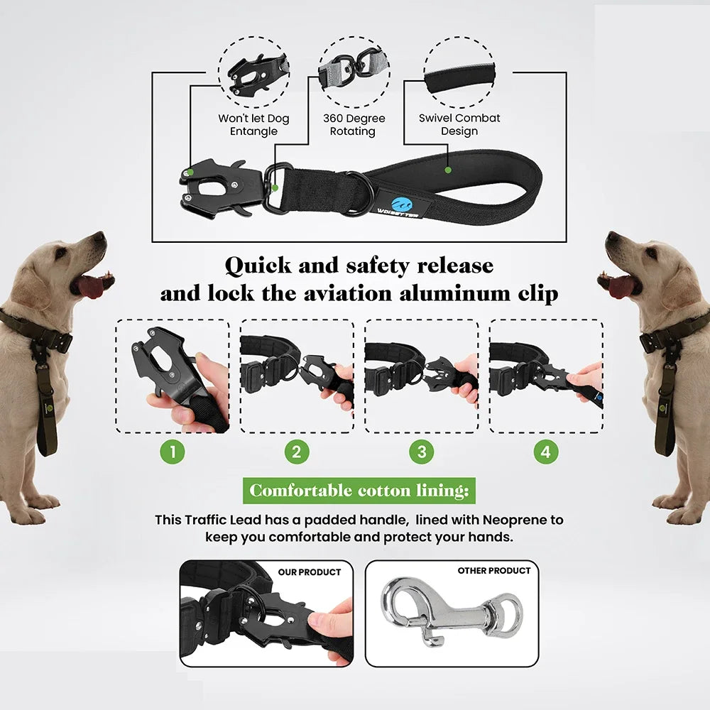 IPETPERIOD Traffic Dog Leash With Padded Handle Nylon Lead