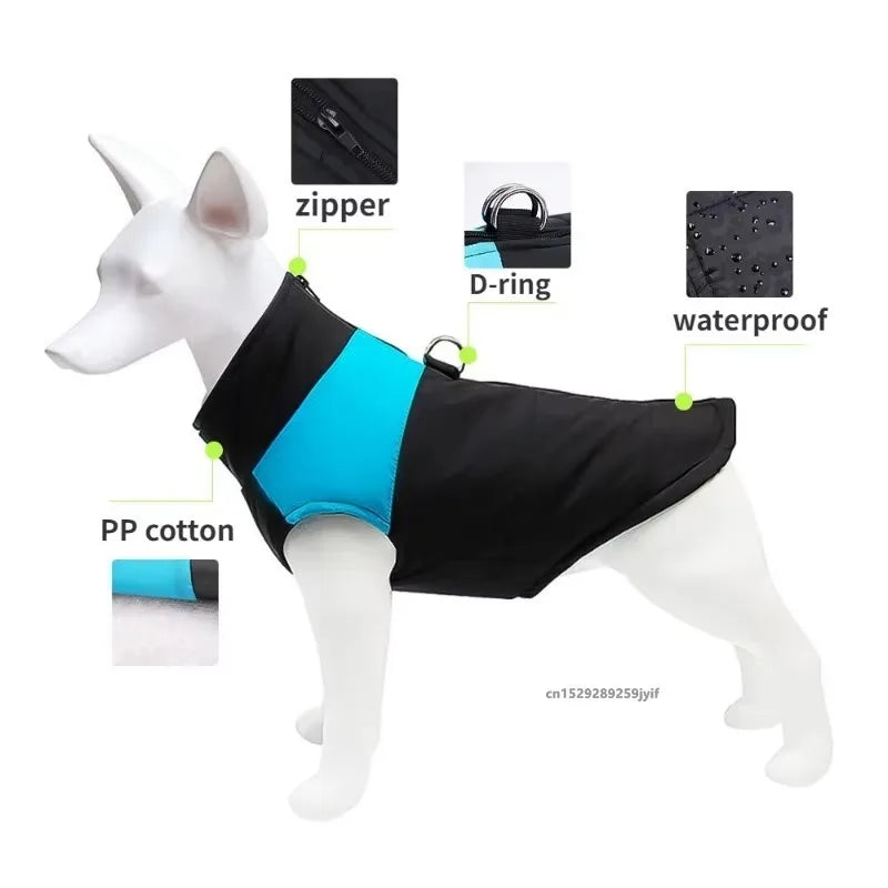 Waterproof Warm Dog Coat Padded Jacket With Zipper Front