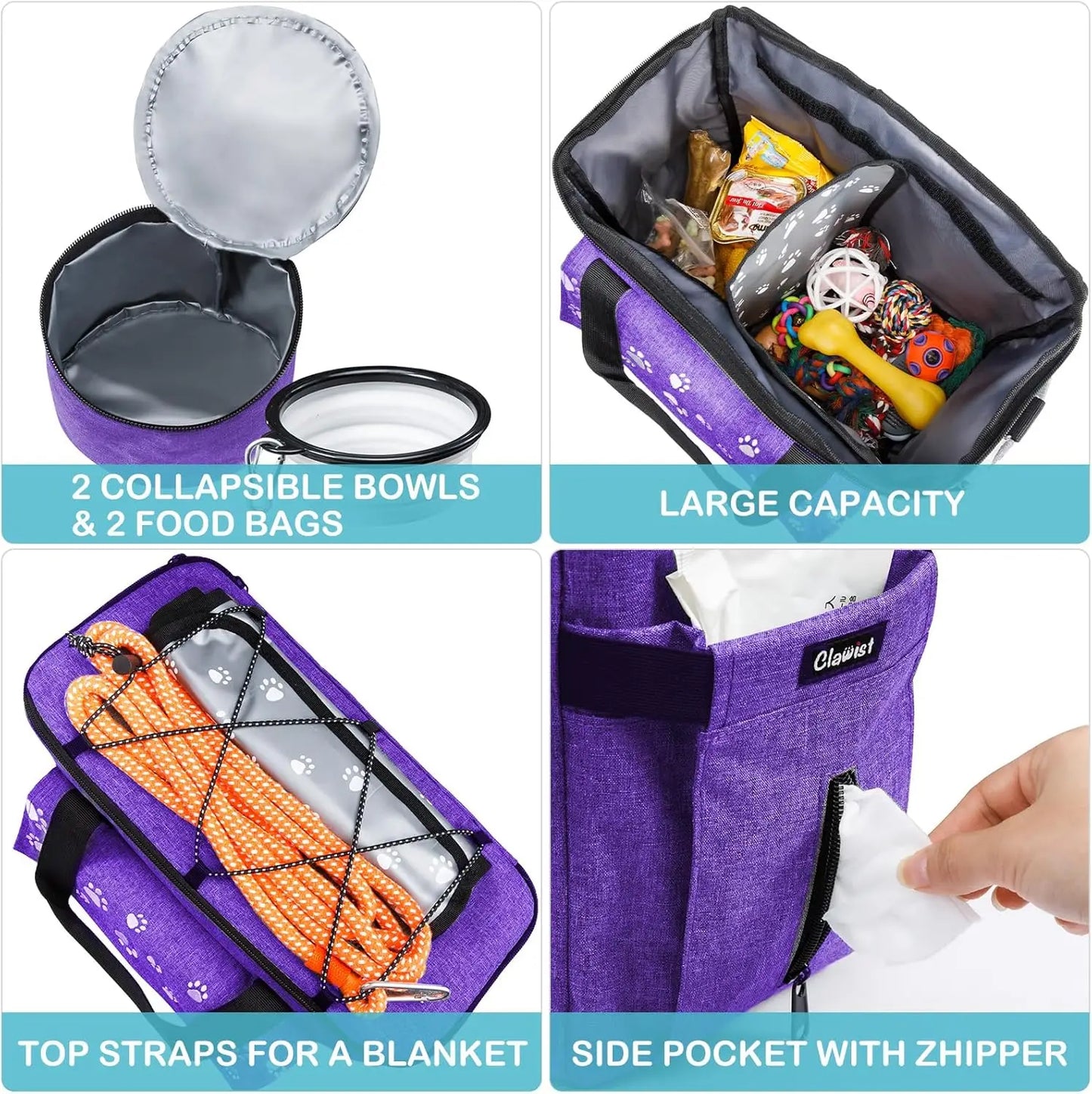 High-concerned Airline Approved Dog Travel Bag With Food Container Bowls