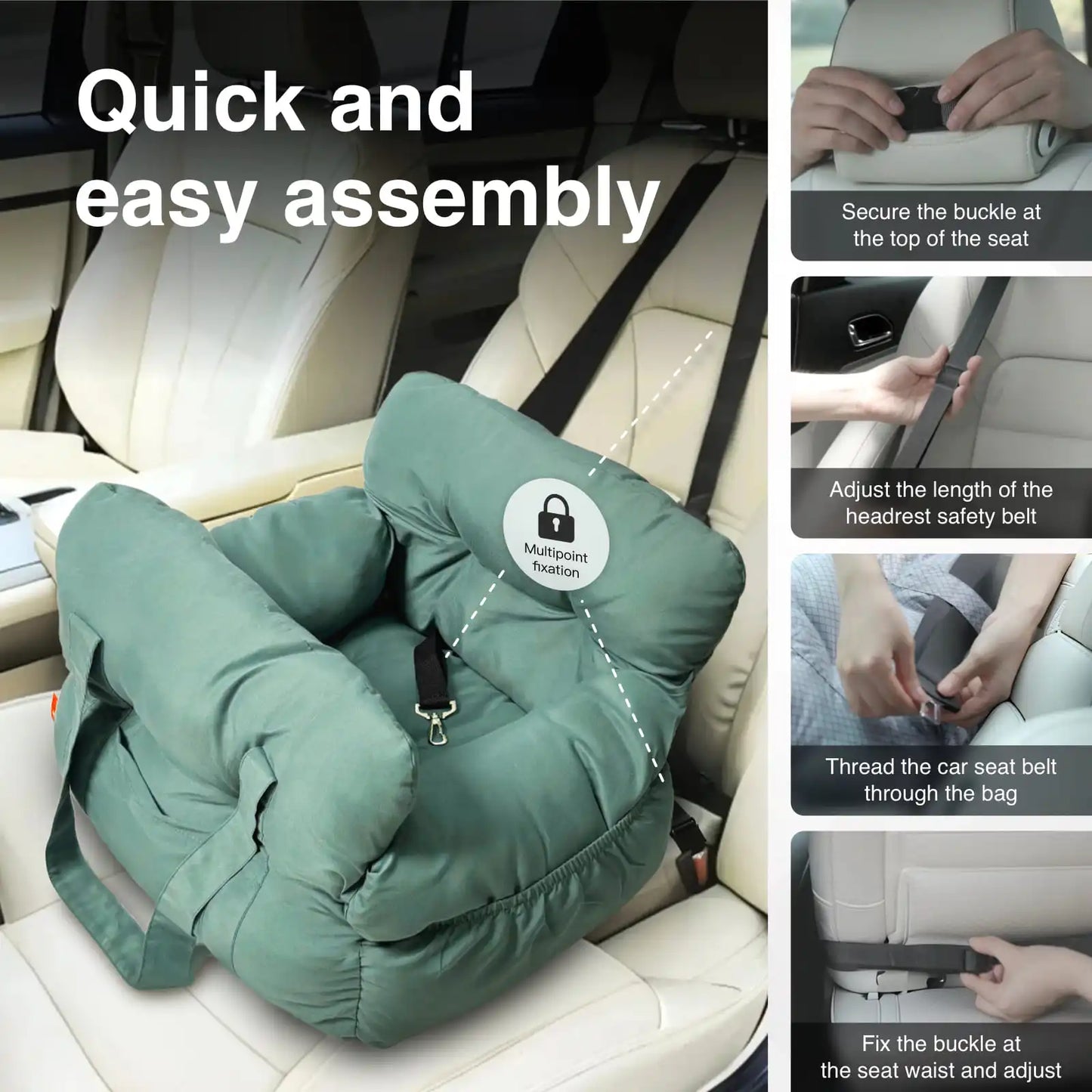 2-In-1 Dog Car Seat Carrier Bag With Detachable Booster Seat