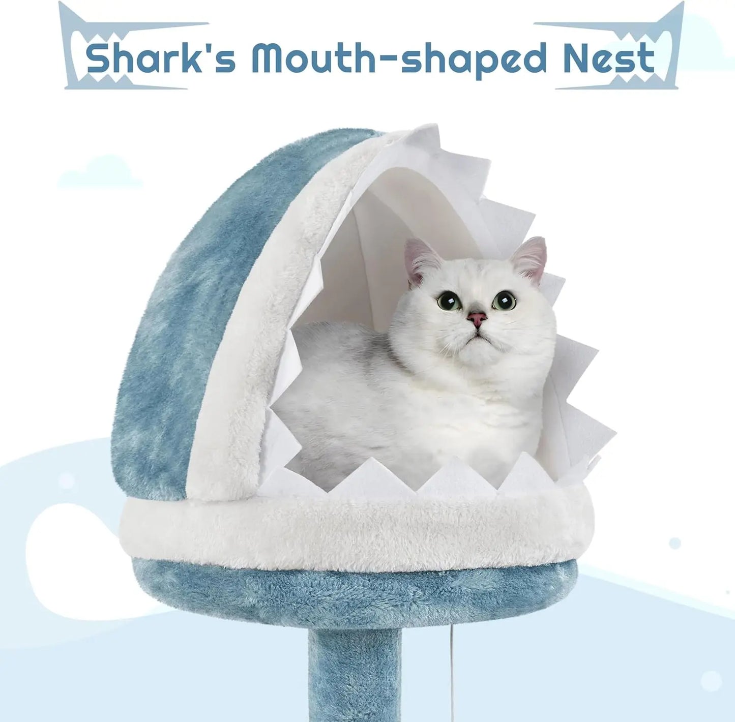 Ocean-Themed Cat Tower Shark Bed Condos Perches Toys