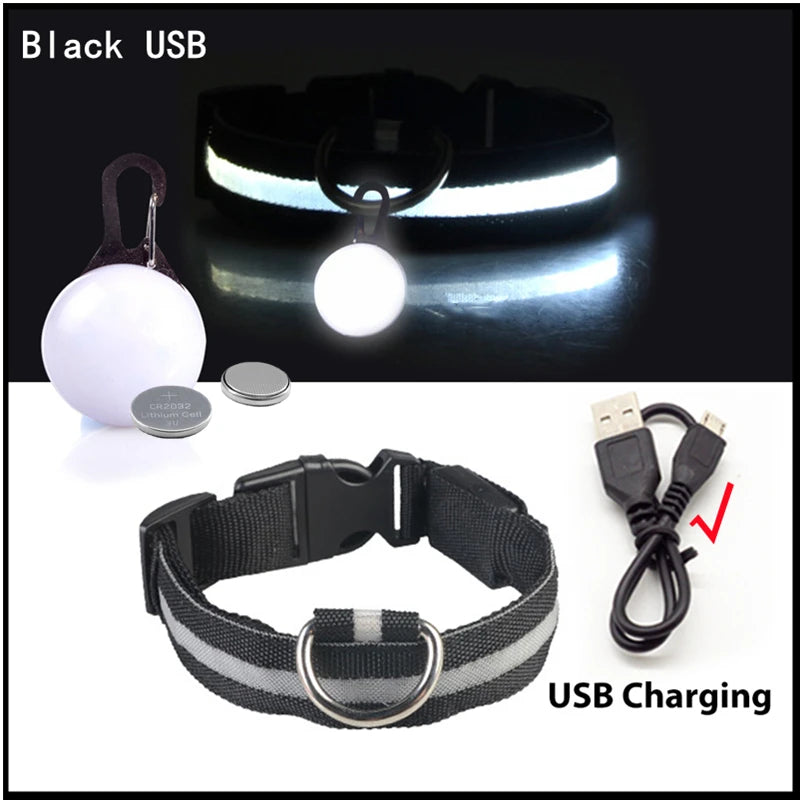 NONECN USB Charging Glowing Dog Collar With Pendant LED