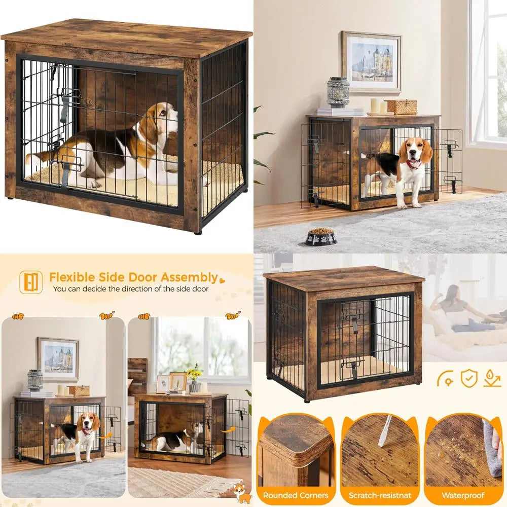 DAFIFY Dog Crate Furniture With Cushion And Double Doors