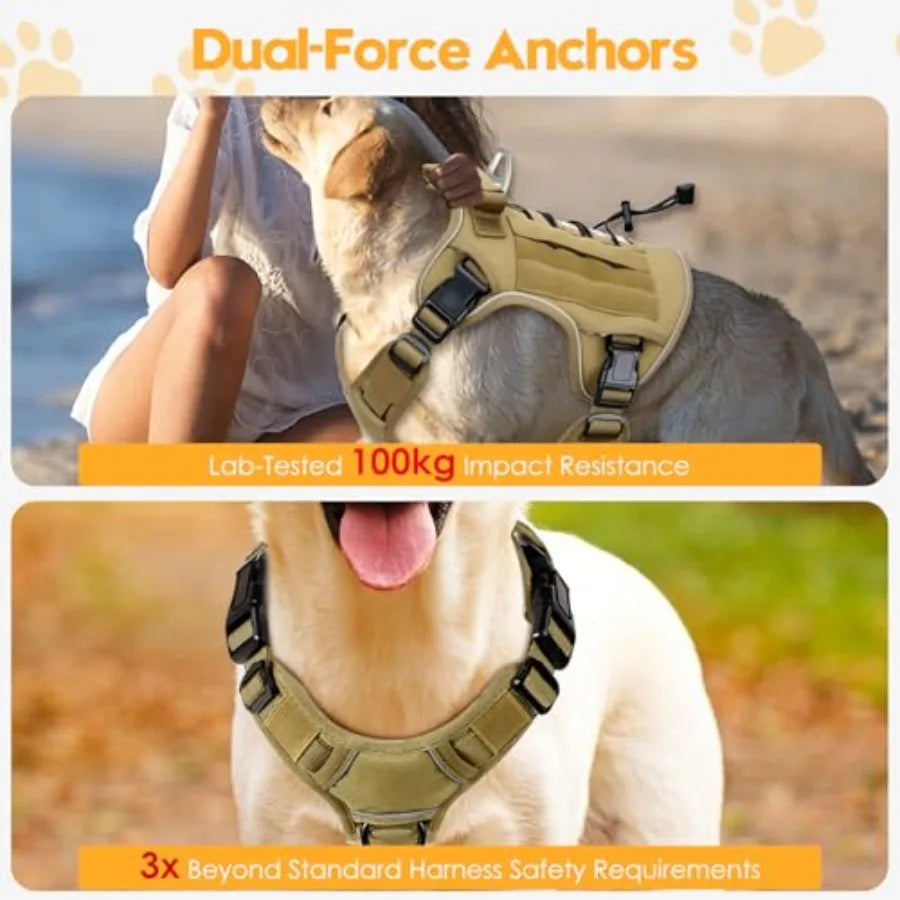 Heavy Duty Large Dog Military Harness No Pull Reflective Vest