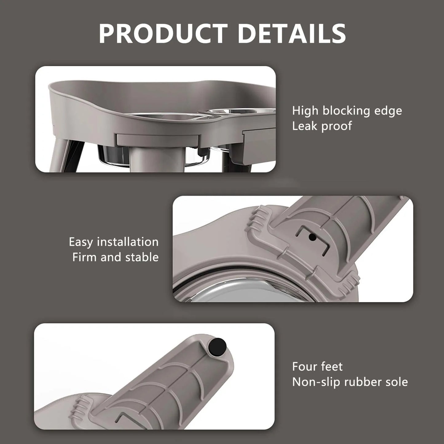 Elevated Stainless Steel Dog Feeder Non-Slip No Spill Design