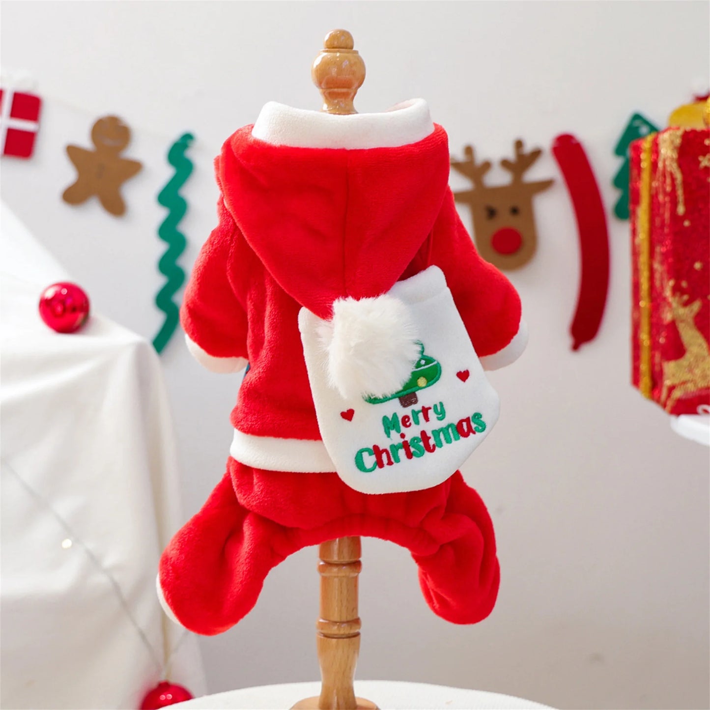 Dog Christmas Hoodie With Cozy Pouch Button-Up Coat