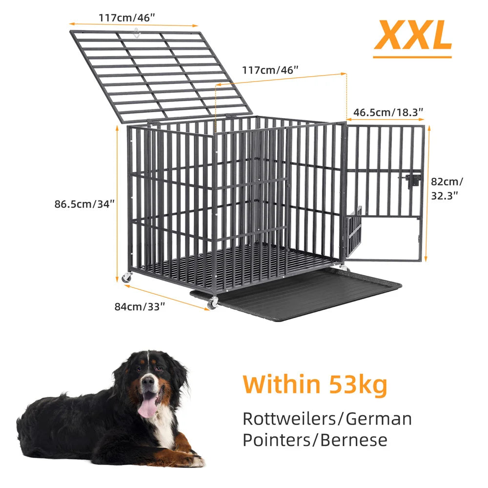 BORWARTH Heavy Duty Dog Crate Chew Resistant Metal Kennel