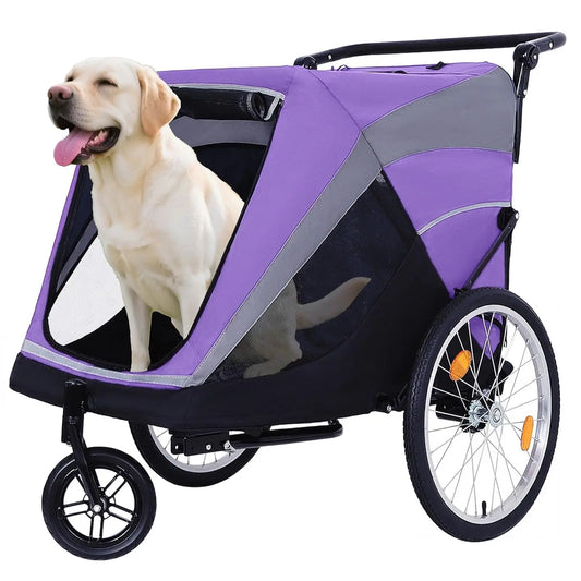 Foldable Pet Stroller With Three Wheels For Large Dogs
