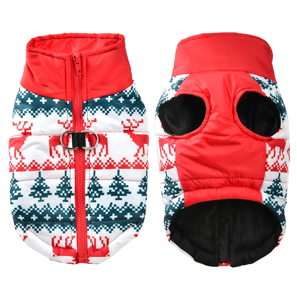 Winter Christmas Dog Costume With D Ring Snowman Print Dogs