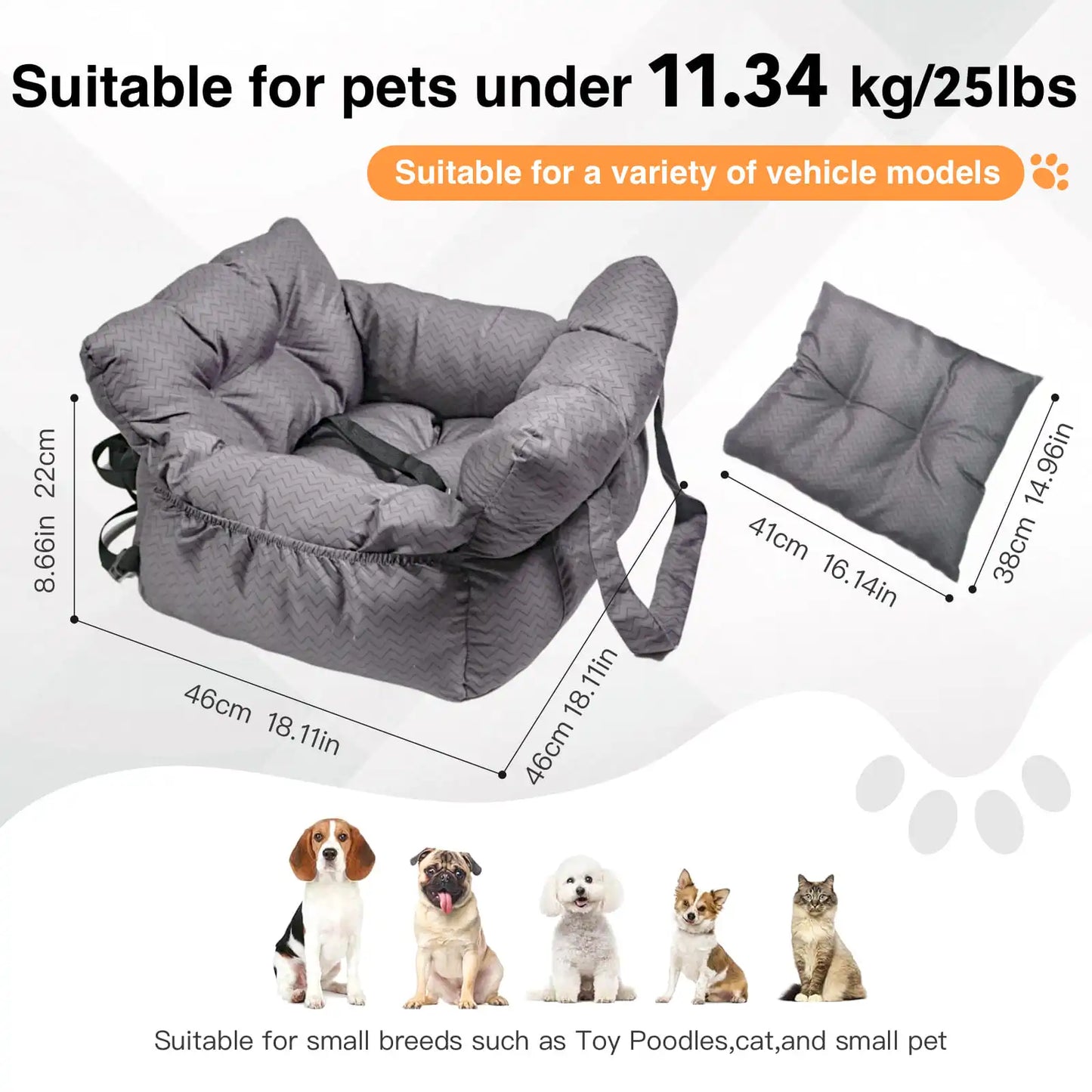 2-In-1 Dog Car Seat Carrier Bag With Detachable Booster Seat