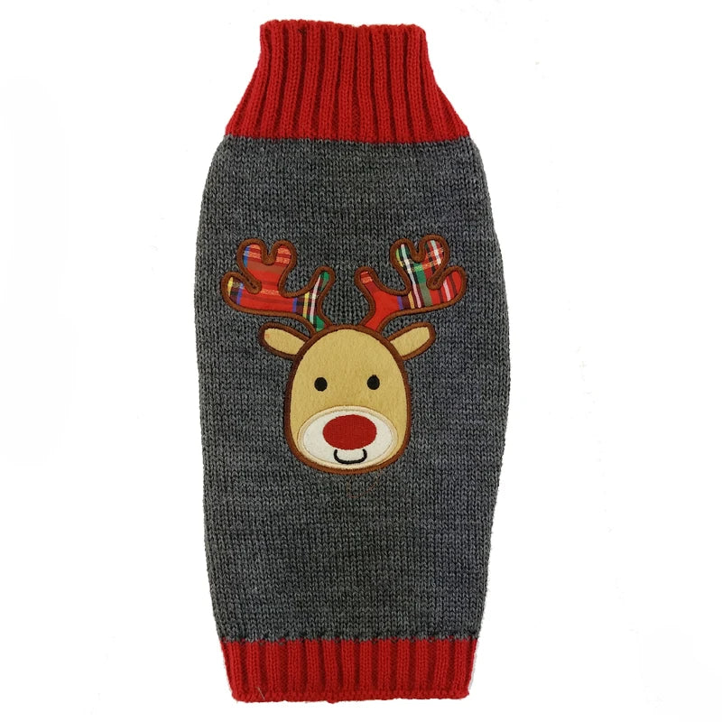 Winter Christmas Dog Sweater Coat Knit Striped Cartoon